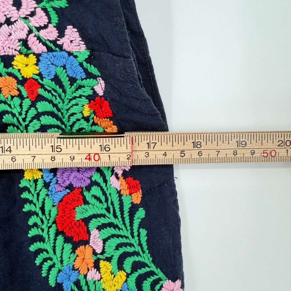 J. Marie Sarah Mini Dress Navy Blue Multicolor Floral Embroidered Sleeveless S - Picture 11 of 13